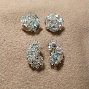 Vintage 1955 Aurora Borealis Clip Earrings Bundle